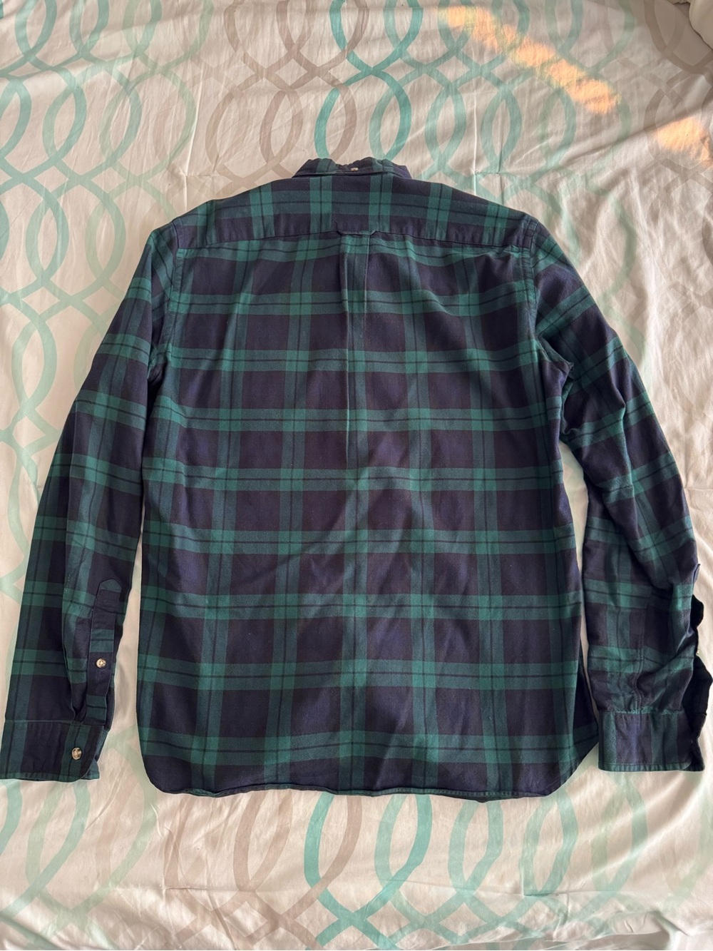 J. Crew Navy and Green Plaid Button-Down Shirt - Picture 2 of 4